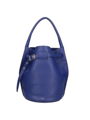 Bolsa de hombro de cuero Celine Vintage azul