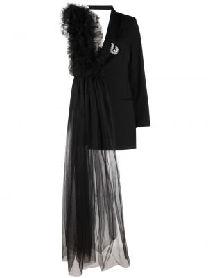 Коктейлна рокля с волани от тюл Alchemy черно