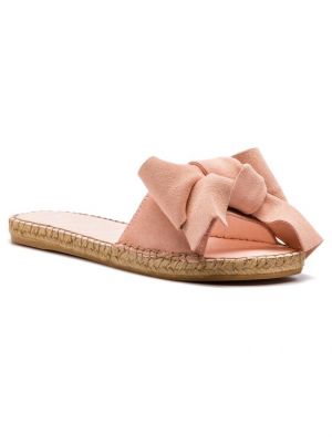 Sandale s mašnom od brušene kože s mašnom Manebi ružičasta