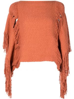 Haut à franges en tricot Voz orange