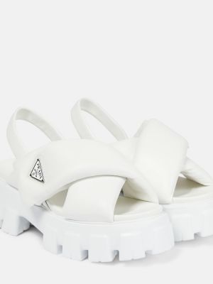 Sandali di pelle con platform Prada bianco