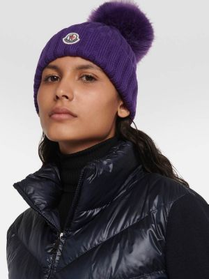 Шерстяная шапка Moncler фиолетовая