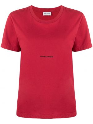 Koszulka z okrągłym dekoltem Saint Laurent czerwona