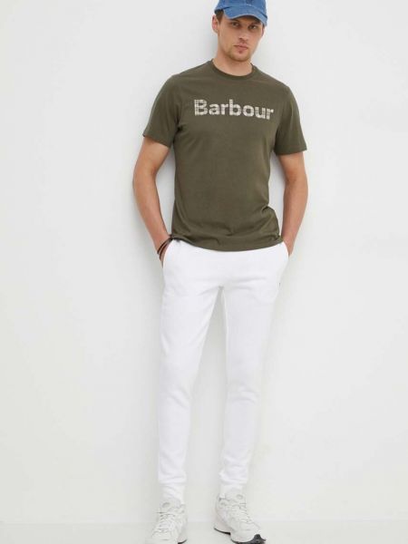Bombažna majica Barbour zelena
