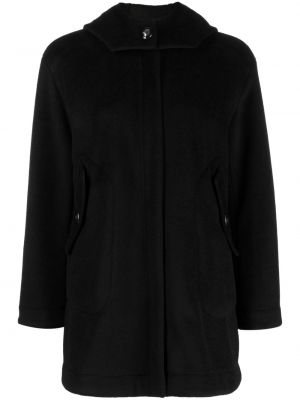 Kabát s knoflíky s kapucí Emporio Armani černý
