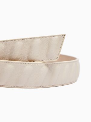 Bershka Pasek Ze Sztucznej Skóry Mężczyzna 01 Kremowy