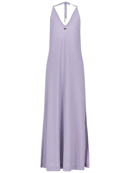 Макси рокля с v-образно деколте Emporio Armani виолетово