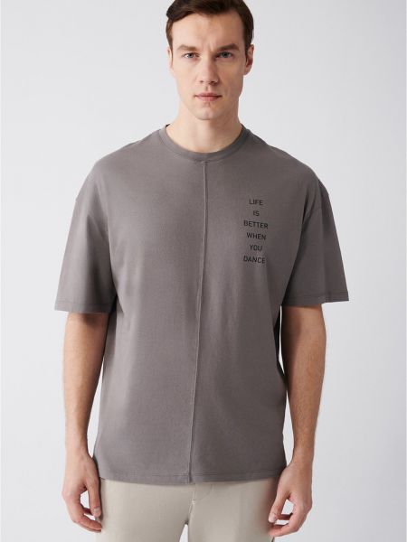 Raštuotas medvilninis polo marškinėliai oversize Avva