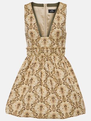 Mini vestido de tejido jacquard Etro dorado