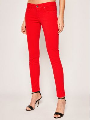 Skinny fit džinsai Pepe Jeans raudona