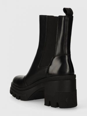 Chunky kožené chelsea boots na podpatku Calvin Klein Jeans černé
