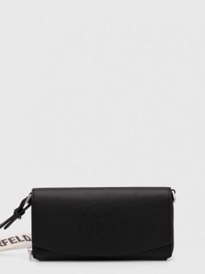 Bőr crossbody táska Karl Lagerfeld fekete