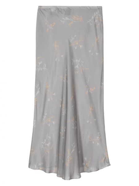 Květinové hedvábné dlouhá sukně s potiskem Alysi šedé