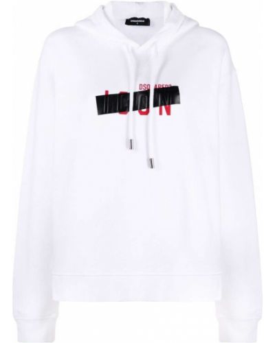 Hoodie con stampa Dsquared2 bianco