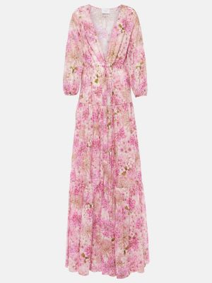 Raštuotas medvilninis maksi suknelė Giambattista Valli rožinė