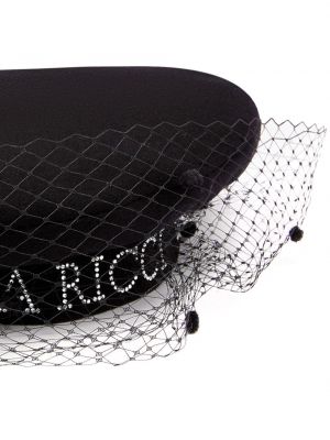 Mesh baskenmütze mit print Nina Ricci schwarz