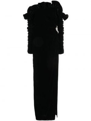 Krištáľové koktejlkové šaty s volánmi Rachel Gilbert čierna