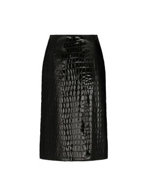 Spódnica skórzana z nadrukiem Dolce And Gabbana czarna