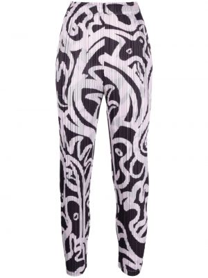 Pantaloni cu imagine cu imprimeu abstract Pleats Please Issey Miyake violet