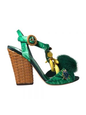 Sandały z paskami Dolce And Gabbana zielone