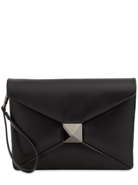 Læder clutch Valentino Garavani sort