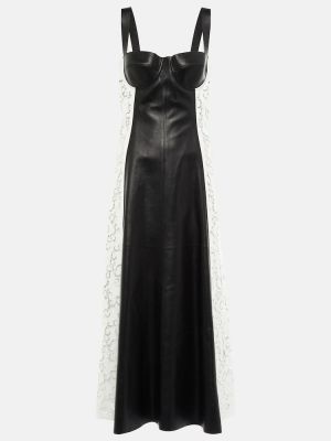 Kožené midi šaty Gabriela Hearst černé