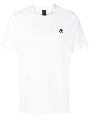 Памучна тениска с принт Moose Knuckles бяло