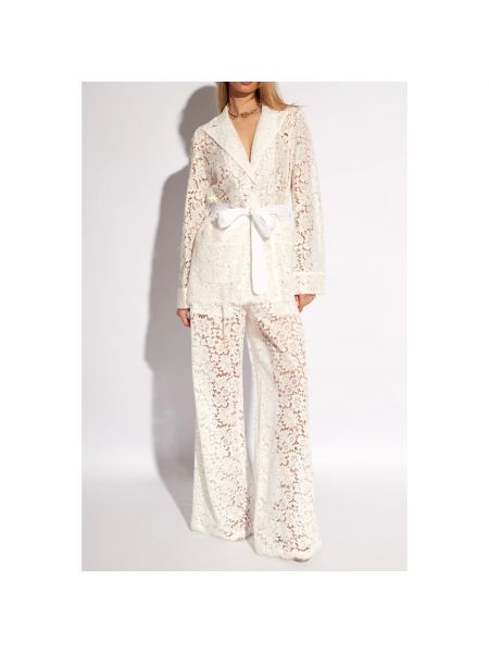 Camisa de flores de encaje de algodón Dolce & Gabbana blanco