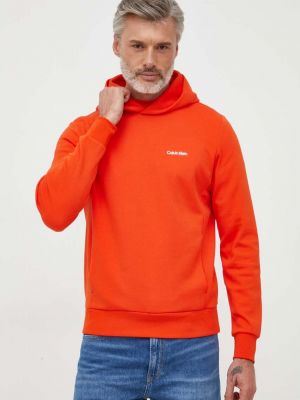 Суичър с качулка Calvin Klein оранжево