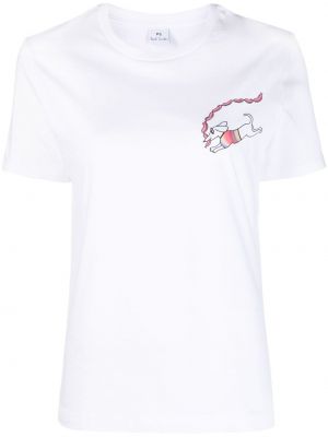 T-shirt i bomull Ps Paul Smith vit