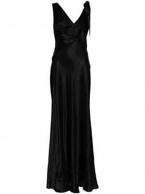 Drapované saténové večerné šaty Alberta Ferretti čierna