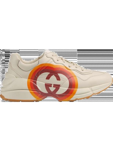 Кроссовки Gucci Rhyton с сердечками белые