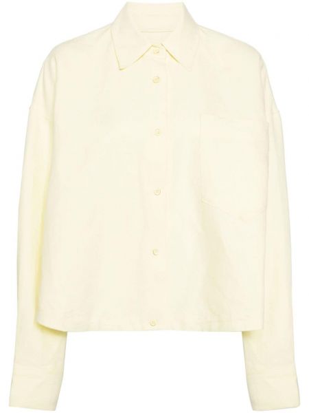 Oversized βαμβακερό λινό πουκάμισο Jnby κίτρινο