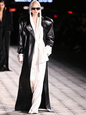 Saténové sako s kapucňou Saint Laurent biela