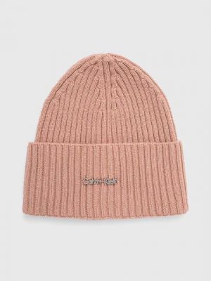 Шерстяная шапка Calvin Klein розовая