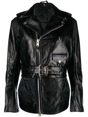 Asymetrická kožená bunda Sacai čierna