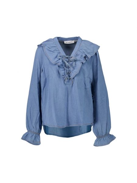 Bluzka z falbankami Co'couture niebieska