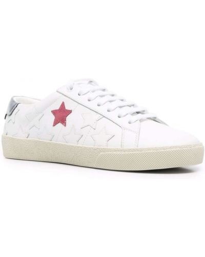 Sneakersy sznurowane koronkowe w gwiazdy Saint Laurent białe