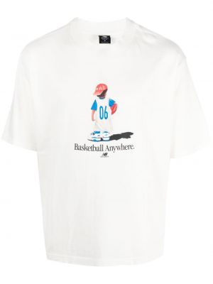 Kokvilnas t-krekls New Balance balts