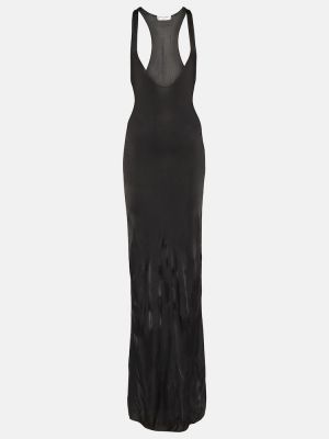 Dlouhé šaty bez rukávů Saint Laurent černé