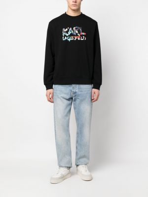 Pullover mit print mit rundem ausschnitt Karl Lagerfeld schwarz