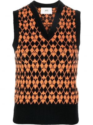 Argyle-mønstret vest Ami Paris oransje