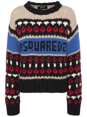 Sweter wełniany żakardowy Dsquared2