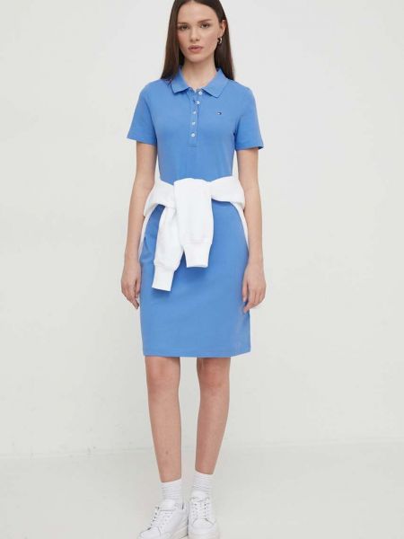 Sukienka mini dopasowana Tommy Hilfiger niebieska