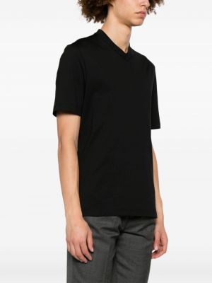 Bavlněné tričko s výstřihem do v Brunello Cucinelli černé
