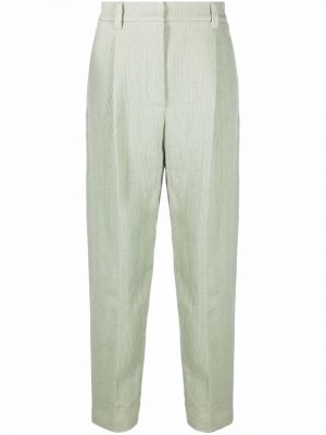 Pantaloni cu picior drept de catifea cord Brunello Cucinelli verde