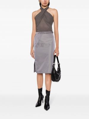 Sametové pouzdrová sukně Saint Laurent Pre-owned šedé