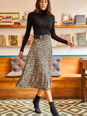 Semišová sukňa s leopardím vzorom Olalook
