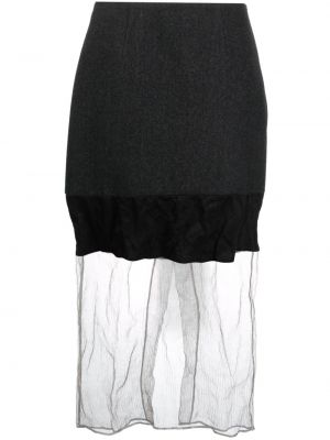 Vlnená midi sukňa so sieťovinou Prada Pre-owned