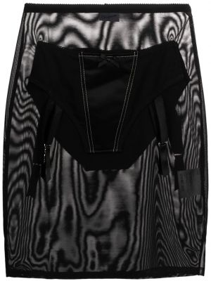 Puzdrová sukňa so sieťovinou Vaquera čierna